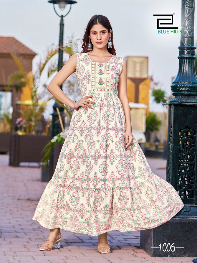 Cocktail By Blue Hills Printed Plus Size Anarkali Kurtis Catalog
